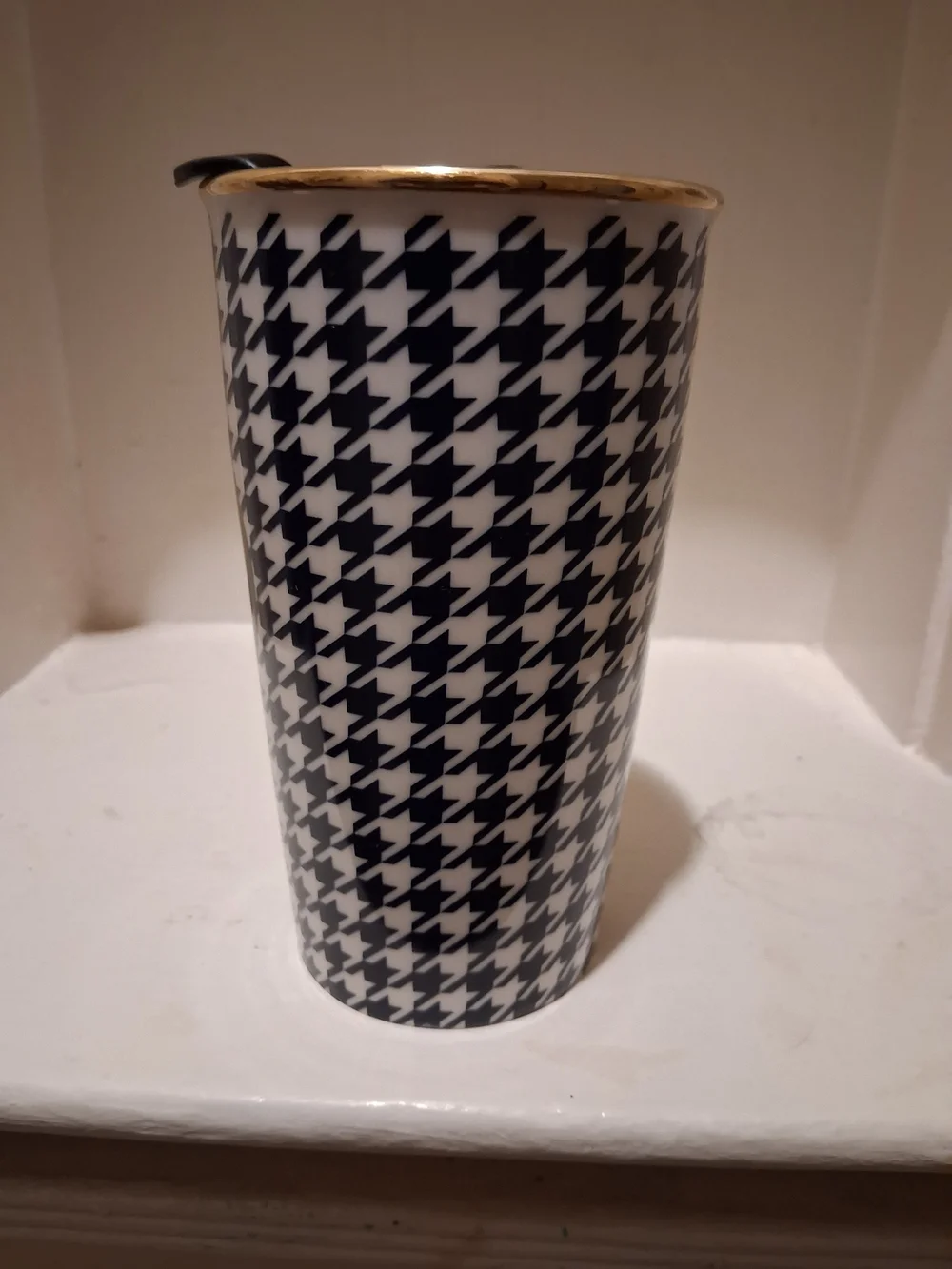 Starbucks Houndstooth Ceramic Travel Tumbler With Lid